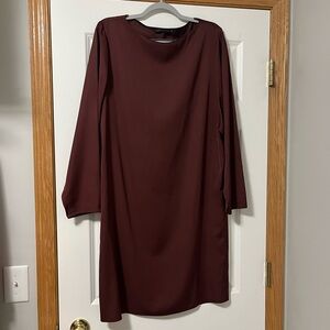 Zara brown mid length dress, 3/4 sleeve, sz large style 8038/711